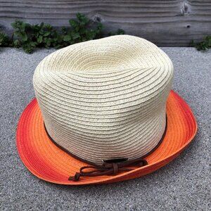 PANAMA JACK Fedora Hat 100% Toyo Unisex Beige Orange Cap​
